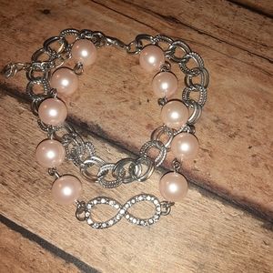 Vintage Paparazzi Pink & Silver Infinity Bracelet
